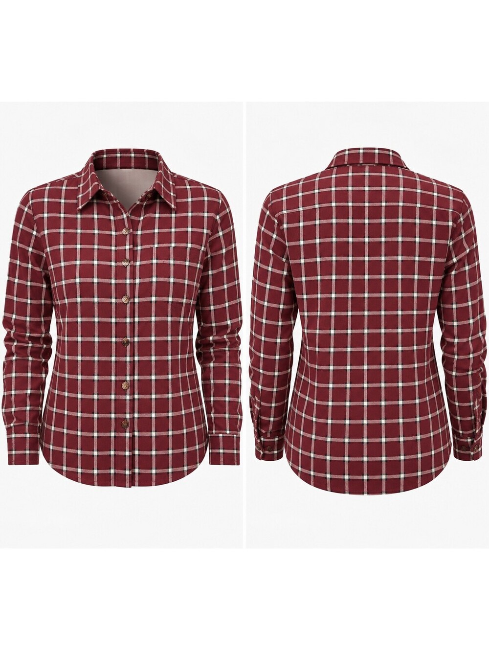 Hollister Men's Medium Burgundy Plaid Button-Up Shirt